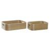 Juego de Cajas Decorativas DKD Home Decor Natural Madera MDF 35,5 x 25 x 10 cm